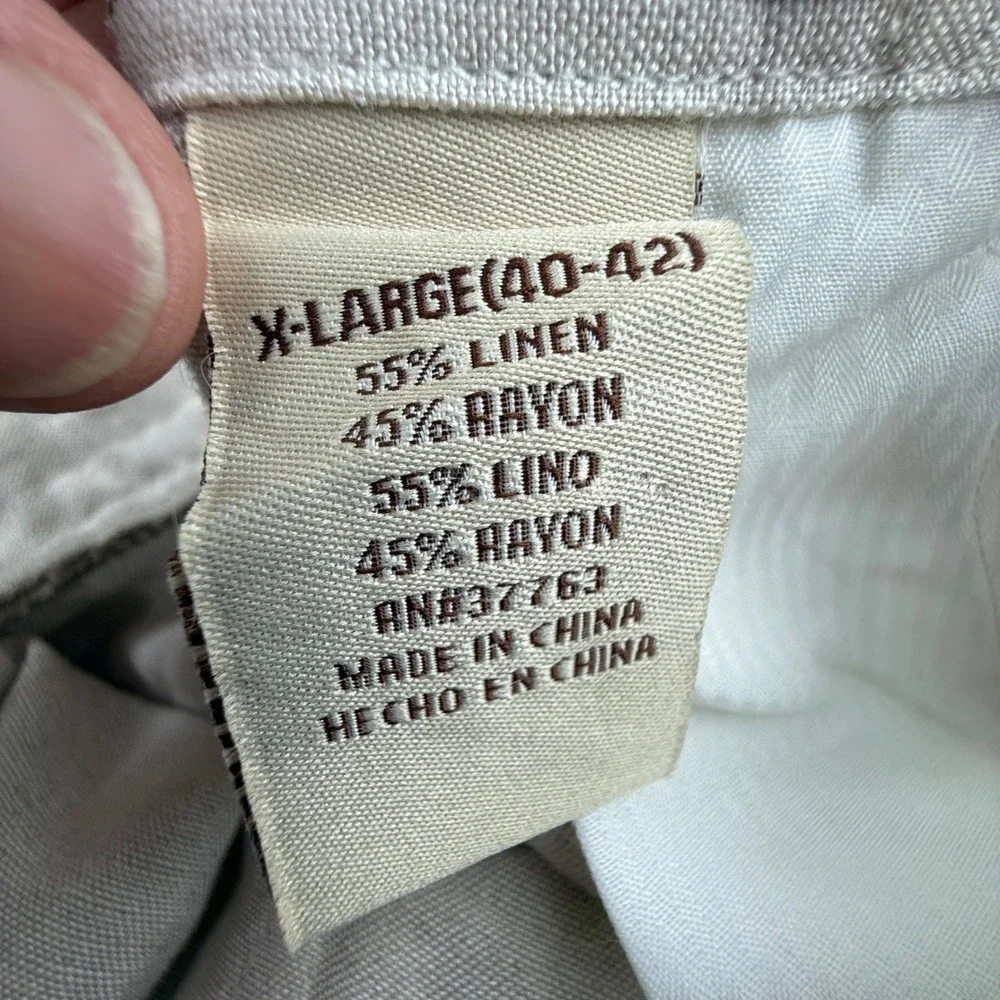 Cubavera‎ Mens XL 40-42 Beige Linen Blend Drawstring Straight Leg Casual Pants